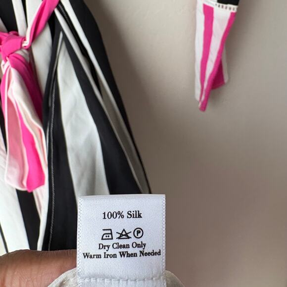 We Are‎ Leone Dress Silk Contrast Maxi Cardigan Striped Belted Long Sleeve S/M - Picture 13 of 14